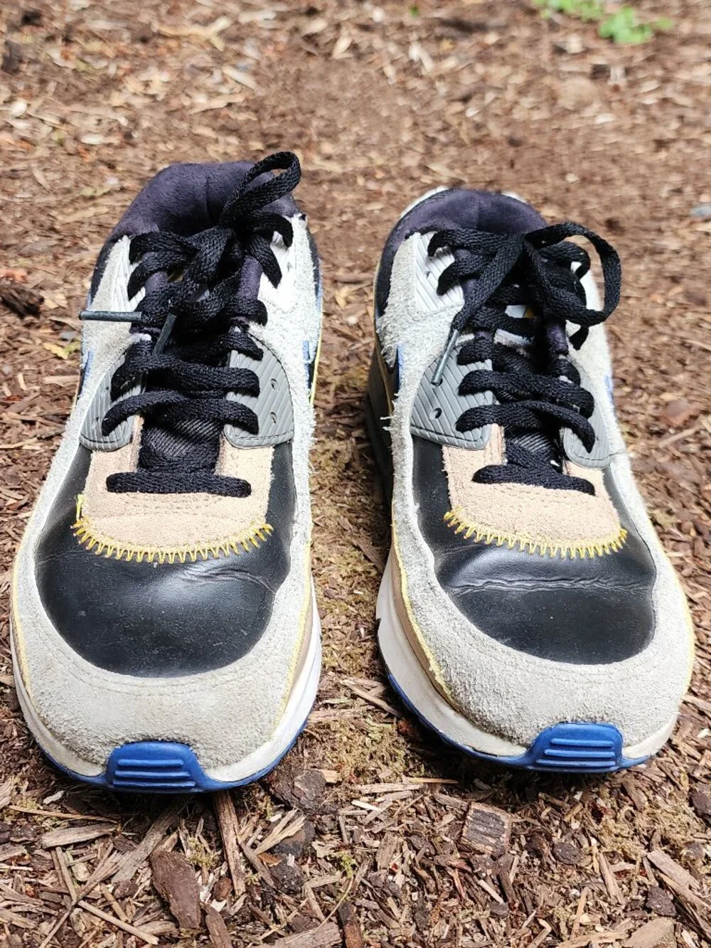Nike 7 youth, 8.5 Women's Air Max 90 tan suede, black denim & leather
